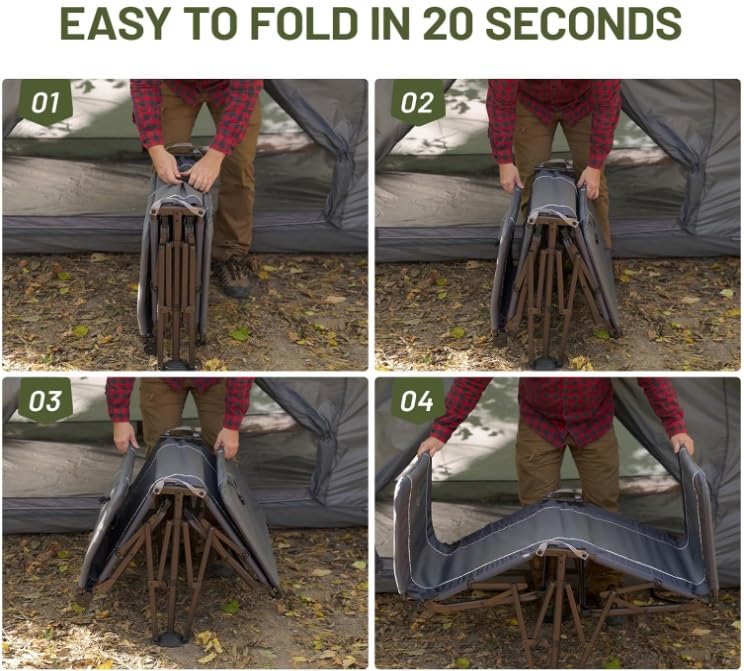 TIMBER RIDGE Portable XL Folding Camping Cot for Adults - Ultra Fast Setup, Heavy Duty 300 LBS Support, Gray