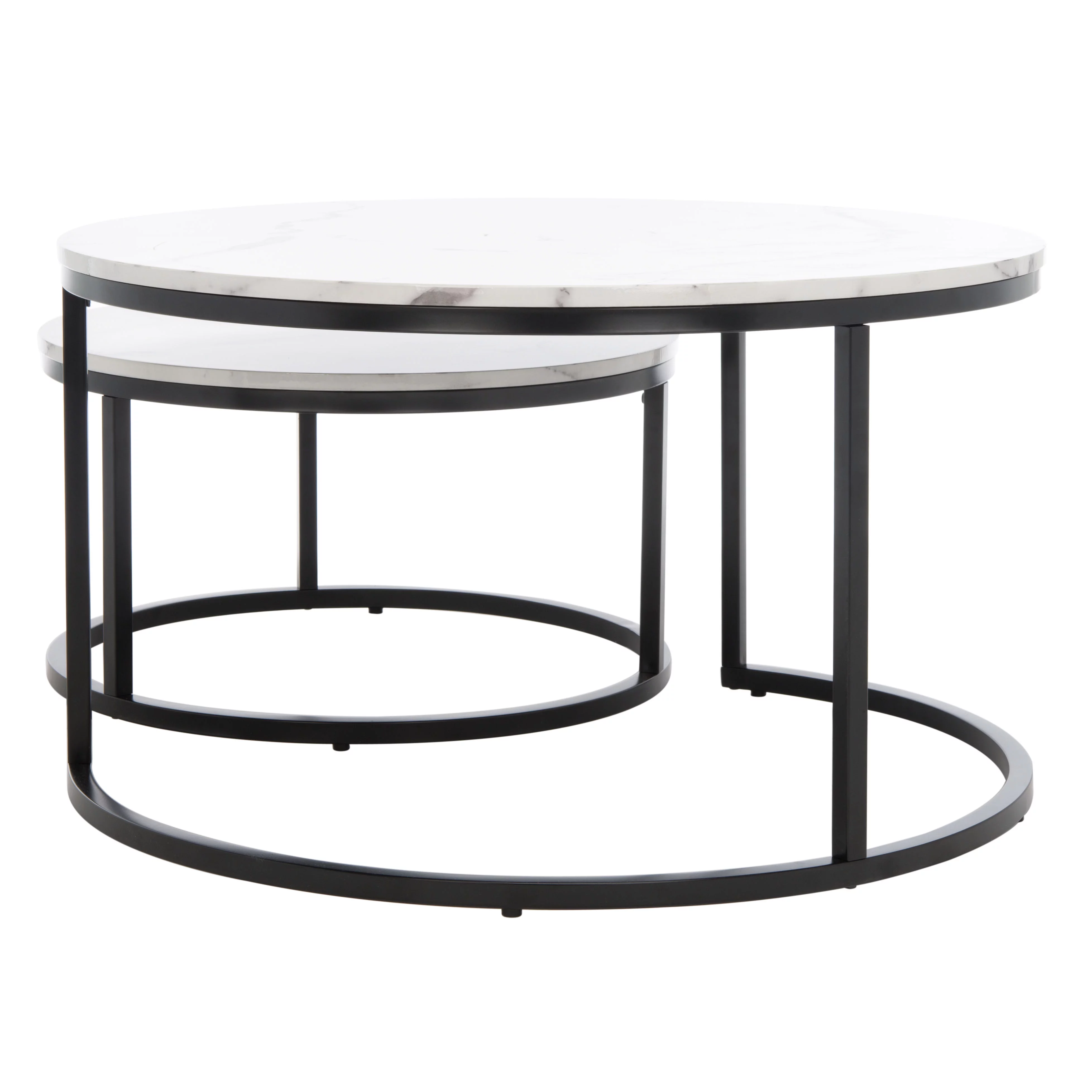 SAFAVIEH Peppino 2 Round Nesting Coffee Table, White/Black