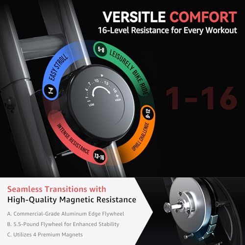Foldable Exercise Bike Stationary Bikes for Home, 5 IN 1 Indoor Workout Bike, Cycling Bike with 16-Level Quiet Magnetic Resistance, 6.6 LBS Flywheel and 300LBS Capacity, 2025 Designed 817 X-bike