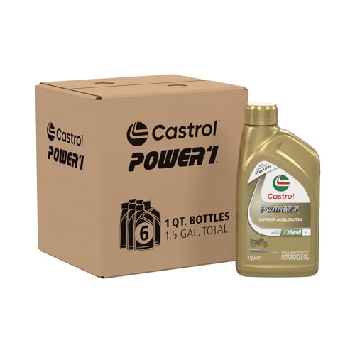 Castrol Power1 4T 10W-40 Full Synthetic Motorcycle Oil, 1 Quart, Pack of 6