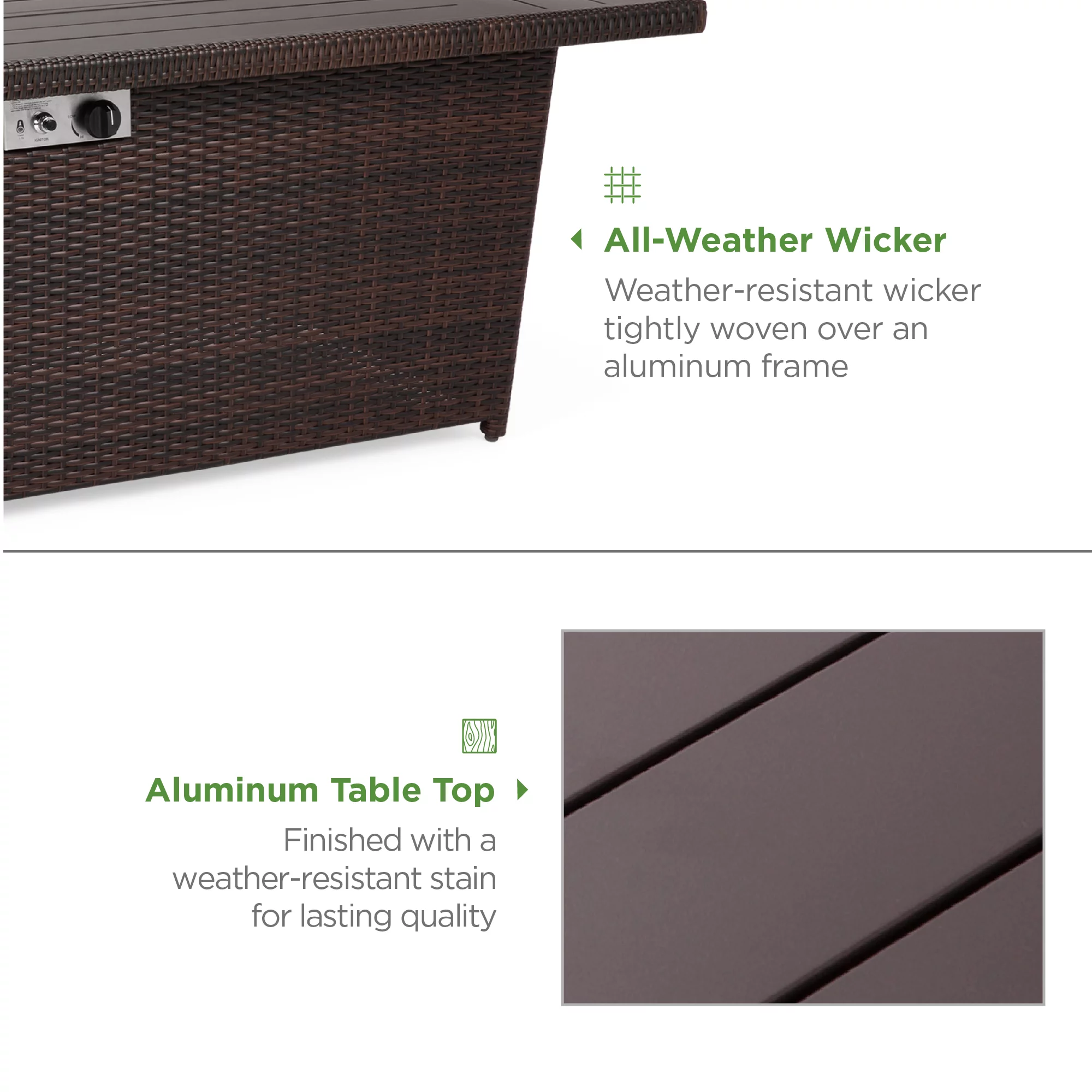 Best Choice Products 52in Wicker Propane Gas Fire Pit Table 50,000 BTU w/ Glass Wind Guard, Tank Holder, Cover - Brown