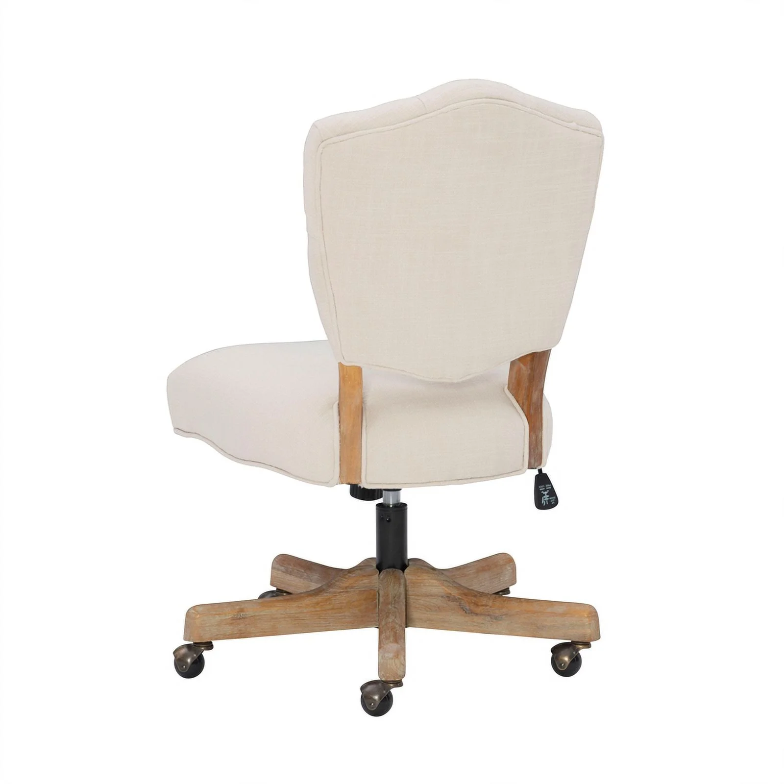 UrbanPro Wood Upholstered Swivel Office Chair in Beige