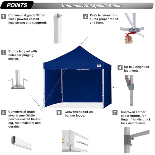 ABCCANOPY Easy Pop Up Canopy Tent with Sidewalls 10x10 Commercial -Series, White