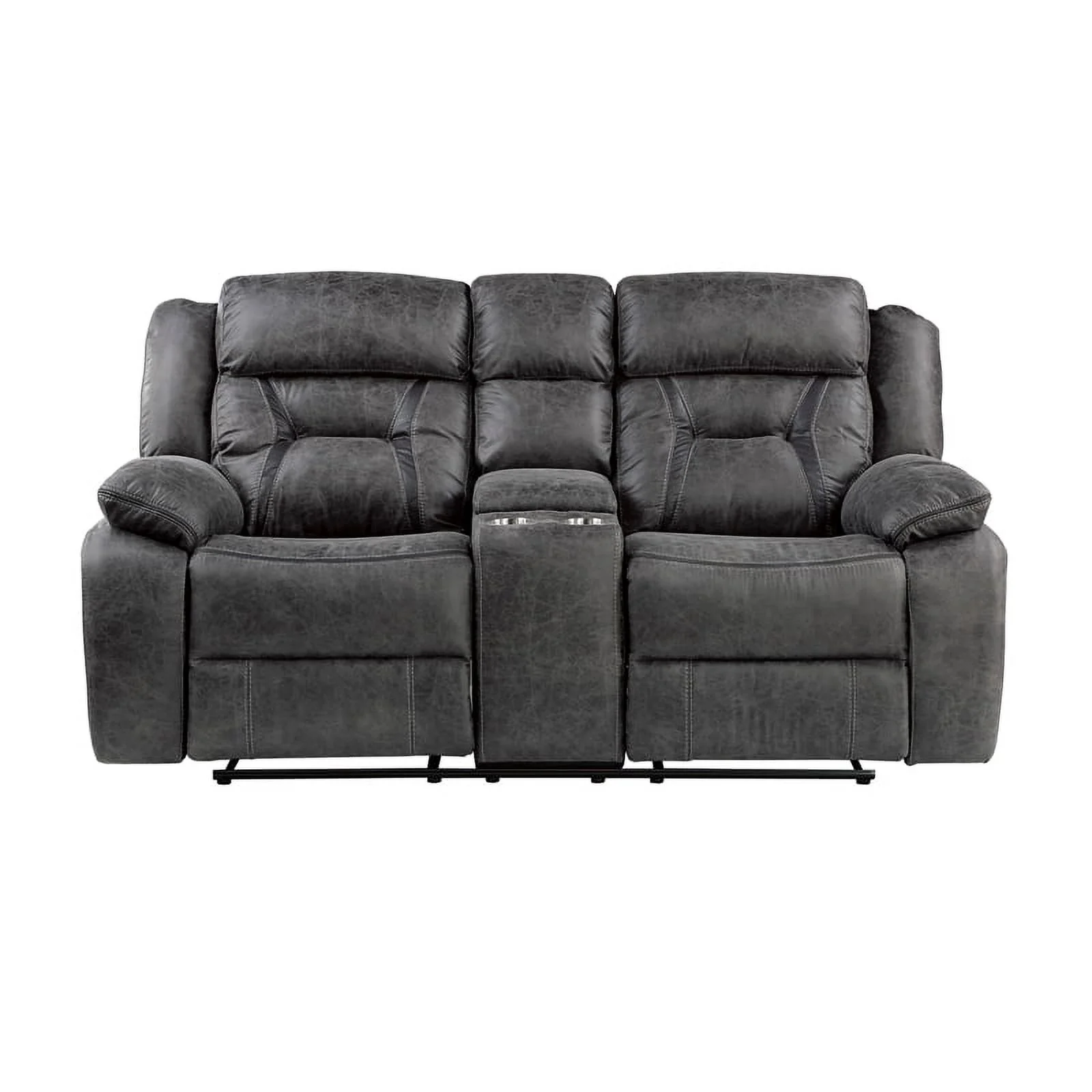 Lexicon Madrona Microfiber 2-Piece Upholstered Manual Reclining Sofa Set in Gray