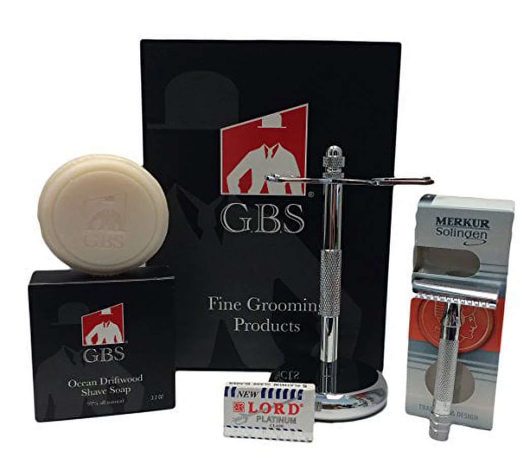 Merkur Safety Razor Short Handle 33c (33001) with Gbs Ocean Driftwood Shave S...