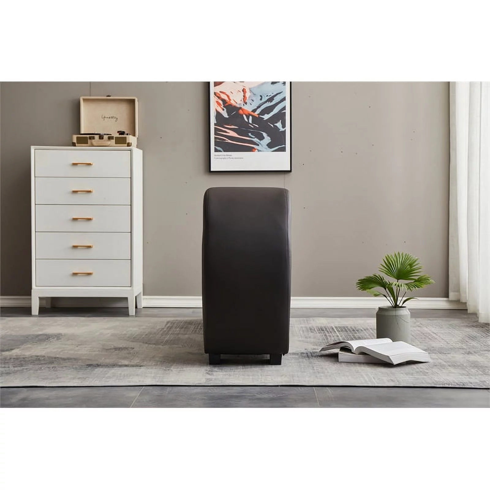 Bowery Hill Modern Faux Leather Yoga Relaxing Chaise in Brown