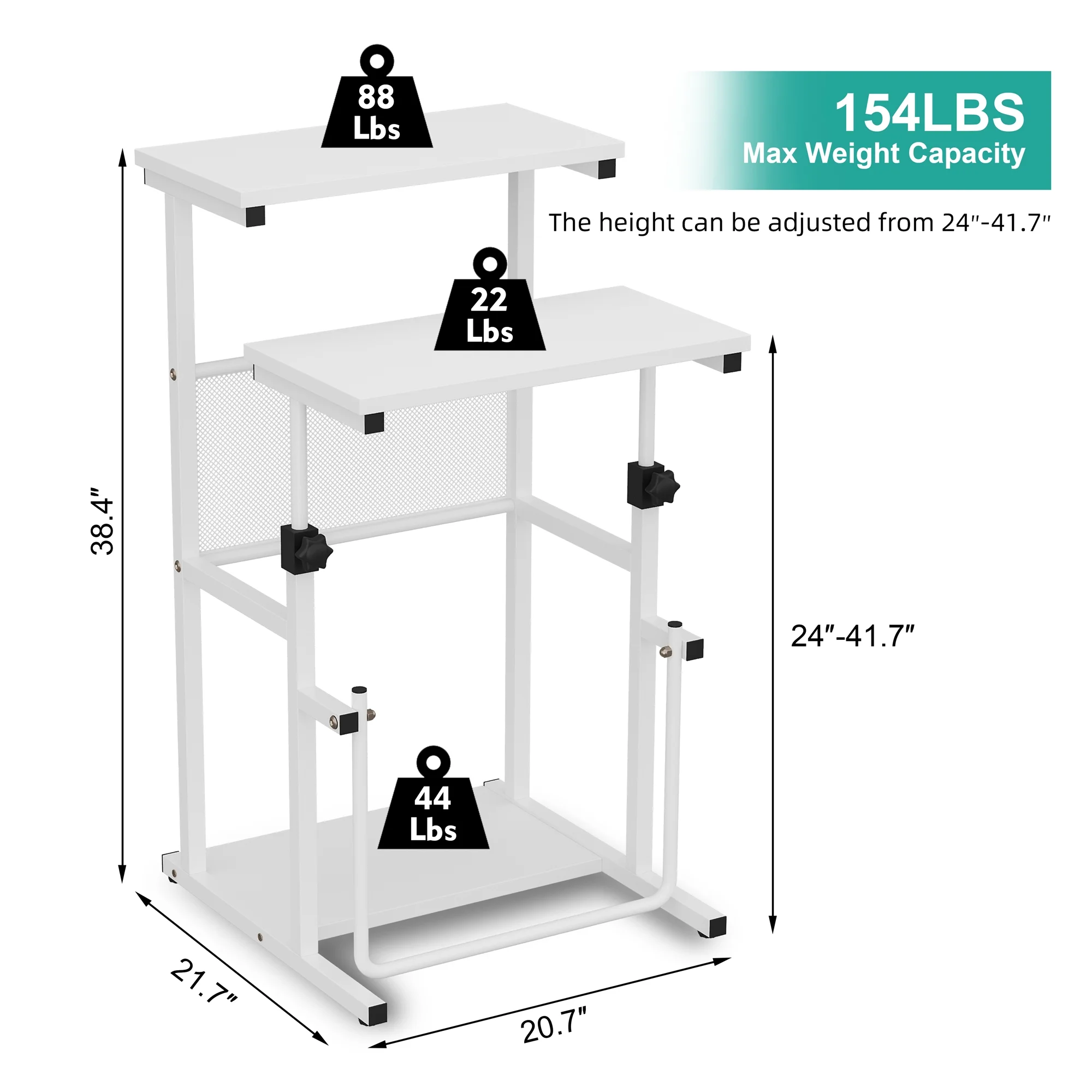 Walsunny Standing Desk Adjustable Height Stand up Desk, Laptop Table with Footrest, Ergonomic Sit-to-Stand Desk White