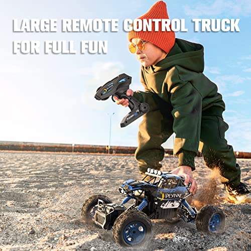 CROBOLL 1:12 Large Remote Control car for Boys Kids with Lifting Function,4WD RC Cars Electric Monster Truck Toy Gifts 4X4 Off-Road RC Rock Crawler 2.4GHz RC Truck with 2 Batteries(Blue)