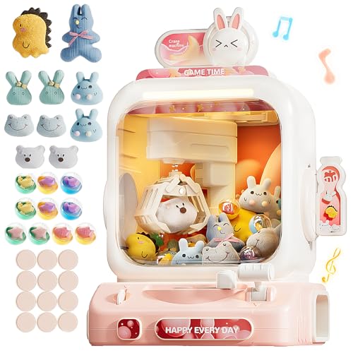 Claw Machine for Kids, Mini Vending Machines with Music Candy Grabber Prize Dispenser Toys for Girls and Boys Age 3+, Electronic Claw Game Machine for Party Birthday Gifts (Rabbit)