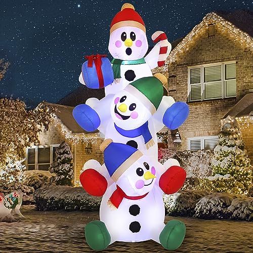 Joiedomi 6 FT Christmas Inflatable Decoration Stacked Snowman with Build-in LEDs Blow Up Inflatables for Xmas Party, Home Indoor Outdoor Christmas Décor Yard Garden Lawn Winter Holiday Supplies Décor
