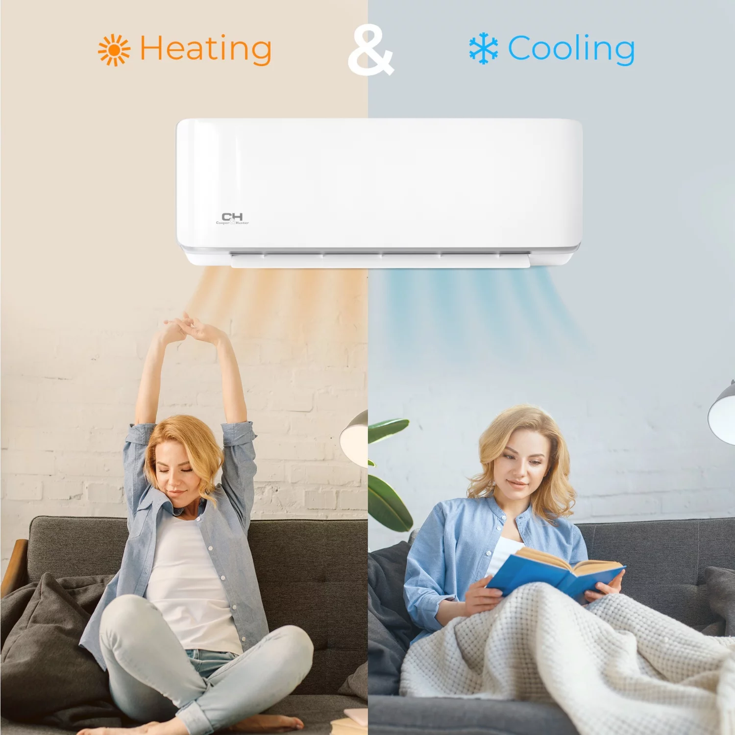 Cooper & Hunter 24000 BTU 230V Wall Mounted Hyper Heat Mini Split Heat Pump Air Conditioner With 16ft Kit Cover 1500 Sq Ft WiFi