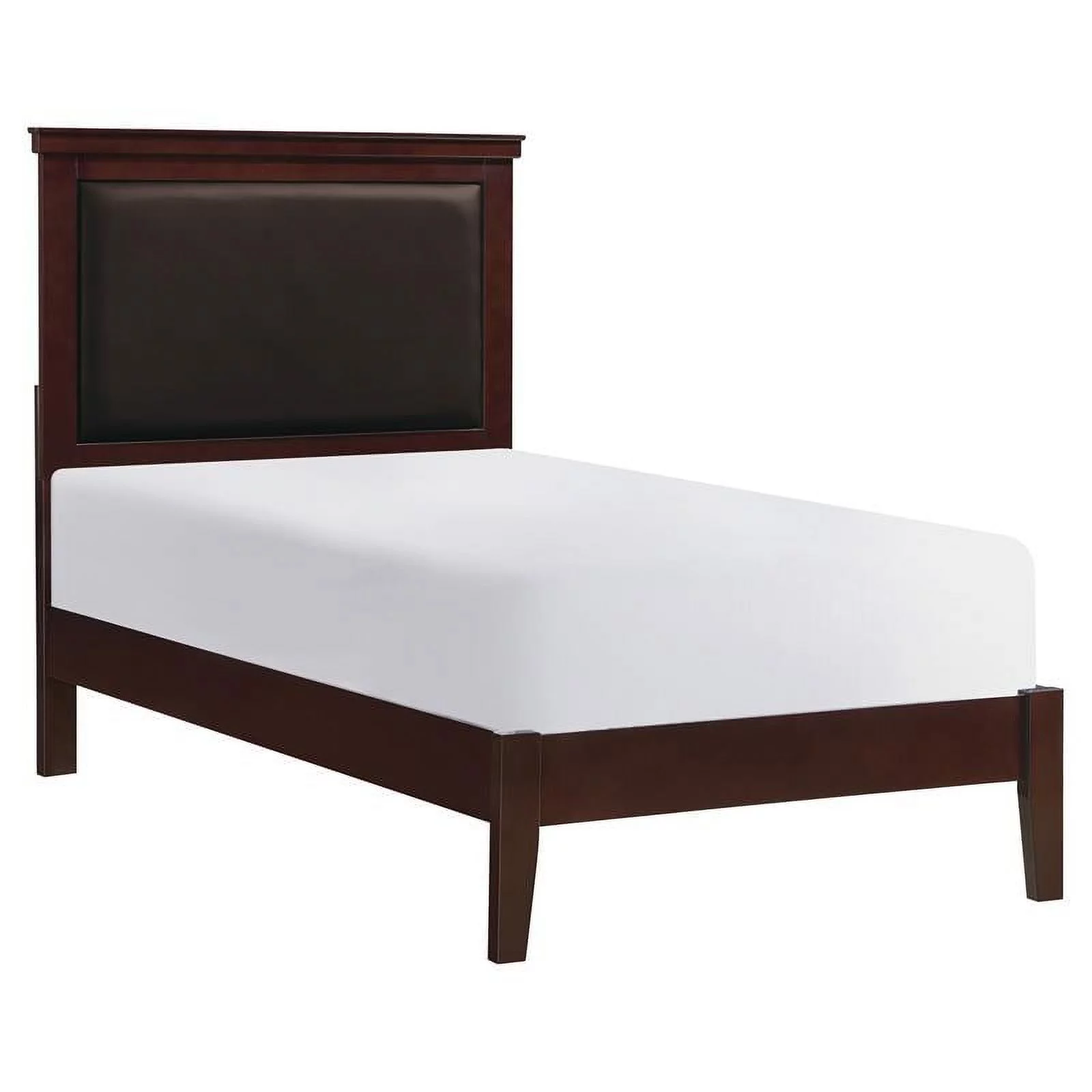 Lexicon Seabright Traditional Wood and Faux Leather Twin Bed in Cherry