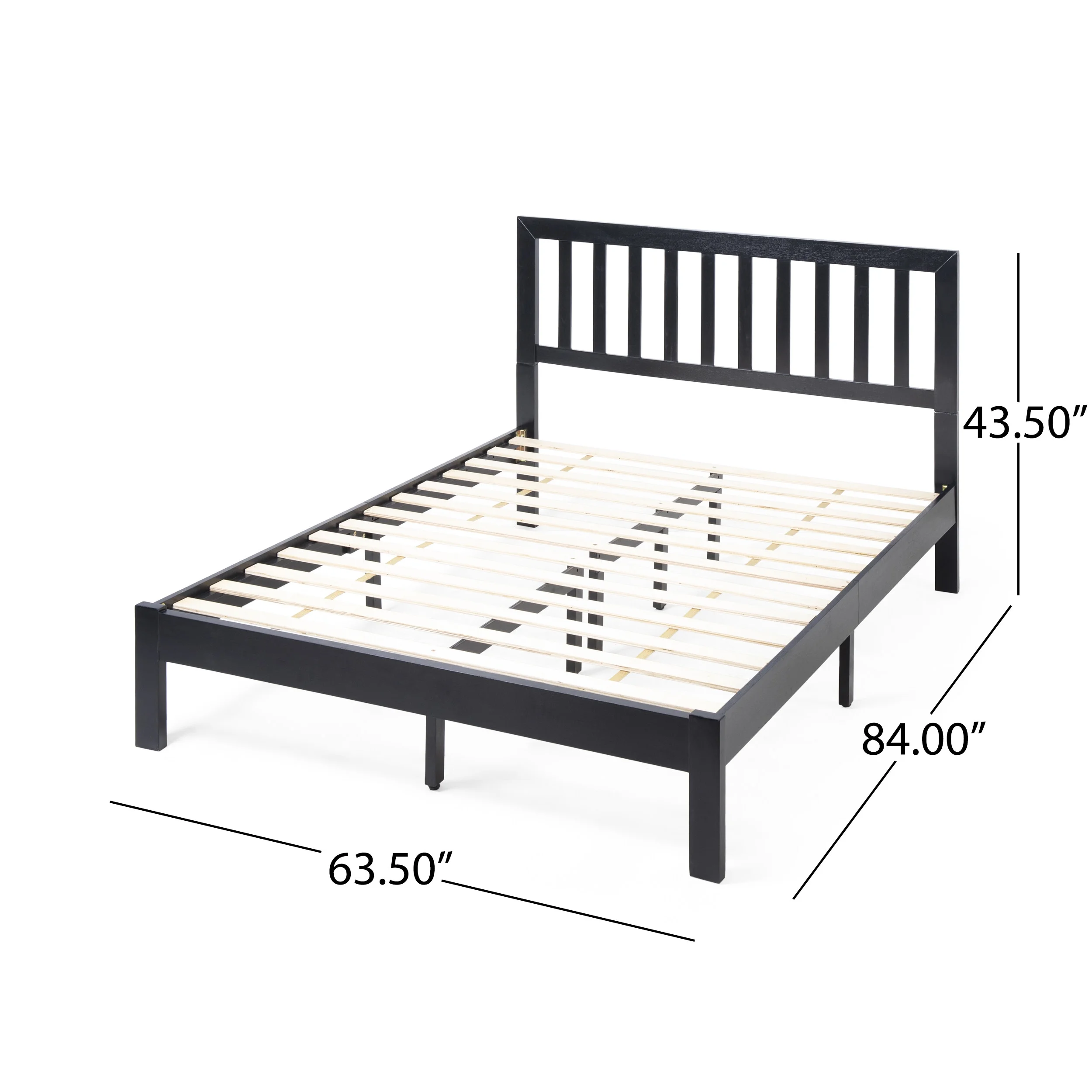 GDF Studio Moneta Farmhouse Acacia Wood Queen Bed, Black