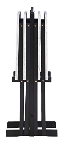 Linon Nikki Brown Faux Marble Tray Table Set