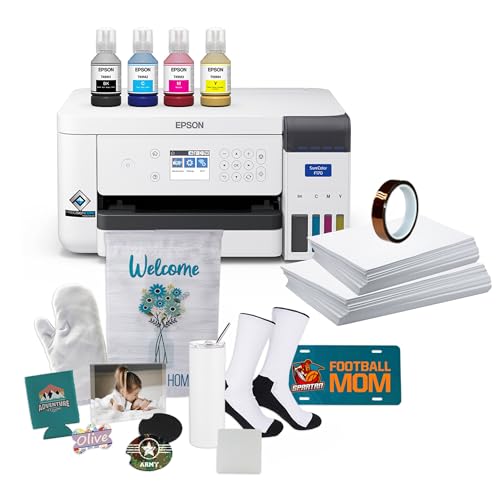 Epson SureColor F170 Dye-Sublimation Printer. Includes Full Set of Ink, User Guide, AC Power Cable, Sublimation Starter Kit, Thermal Tape, 8.5