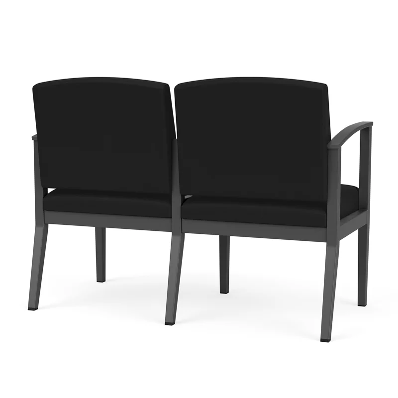 Lesro Amherst Steel Metal 2-Seat Reception Chair in Charcoal/Castillo Black