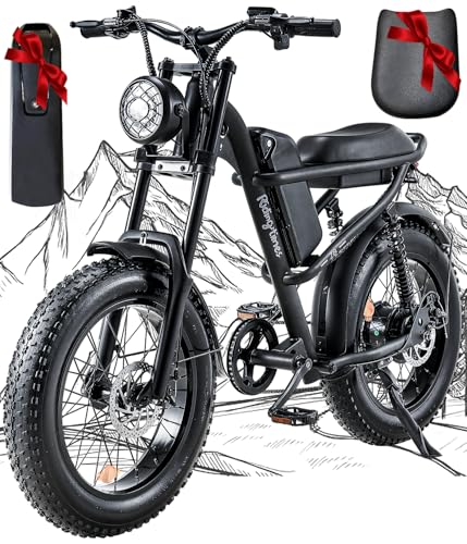 Riding'times 1500W Electric Bike for Adults Full Suspension, Long Seat Dirt Bike with 20