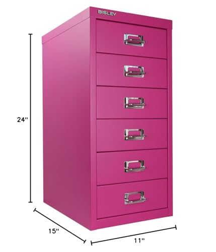 Bisley 10-Drawer Steel MultiDrawer Cabinet - Black, Chrome Pull Handles with Label Holders, Powder-Coated Steel, Removable Drawers, Fits Under Most Desks, Labels Included