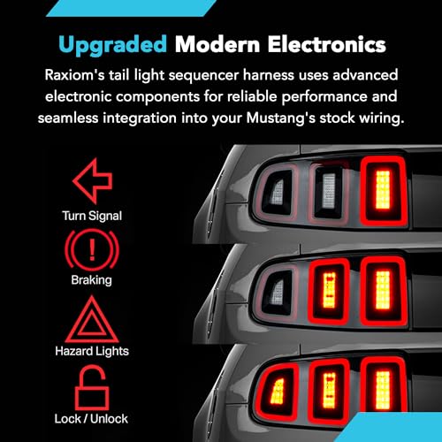 Raxiom Tail Light Sequencer Harness Kit with Tuning Plug and Play Wire Fits Mustang 1996-2004 Excluding 1999-2001 Cobra