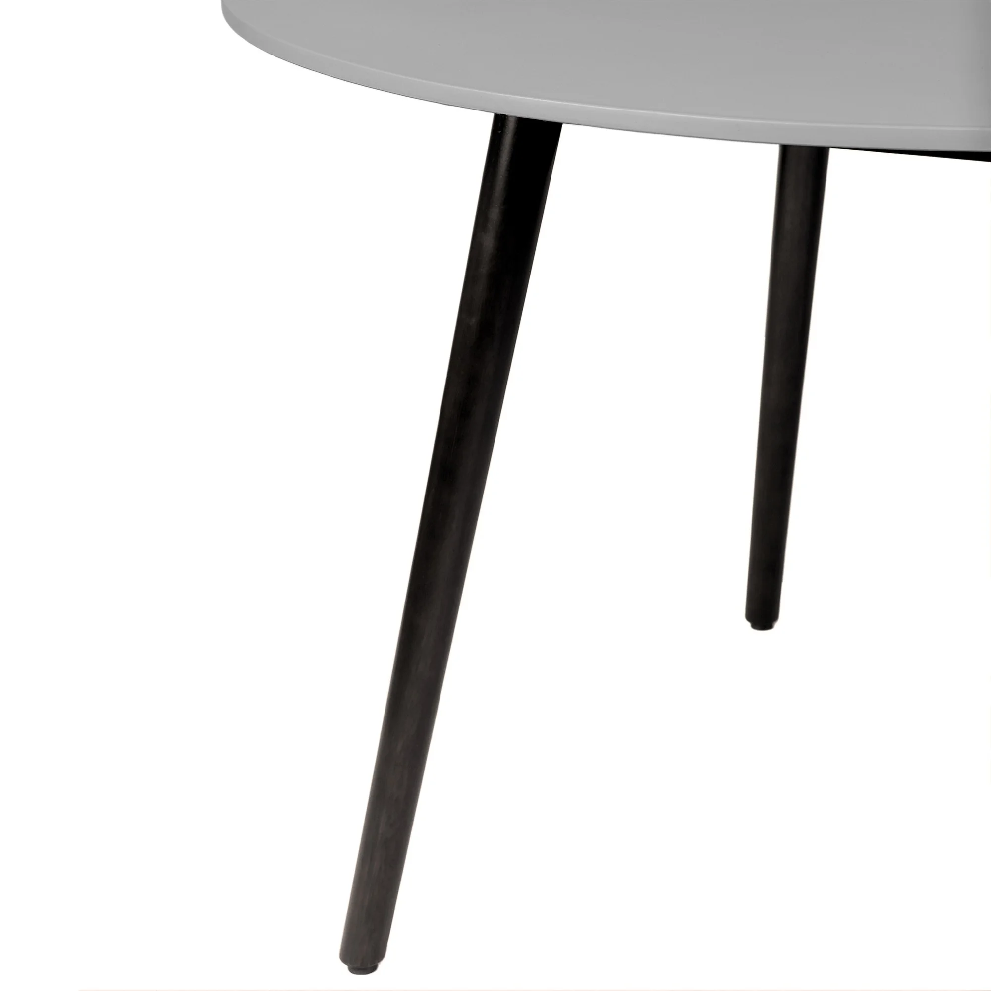 Benjara Onx 47 Inch Dining Table with Round Stone Tabletop, Angled Legs, Black