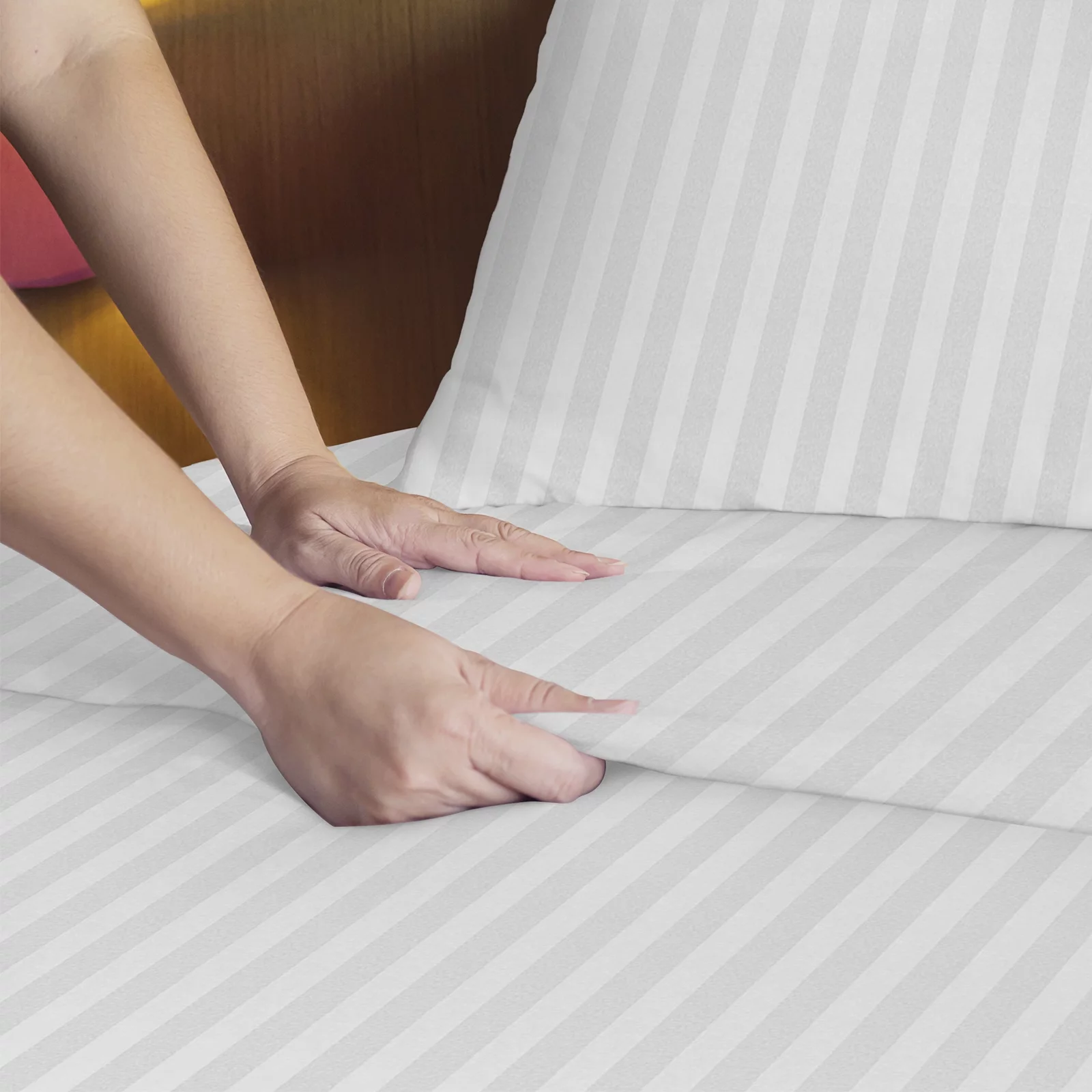 Lux Decor Collection Stripes Bed Sheet Set (King, Grey), 4 Piece Deep Pocket 1800 Series Microfiber Bed Sheet Set Contains (1 Fitted Bed Sheet, 1 Flat Sheet, 2 Pillow Covers)