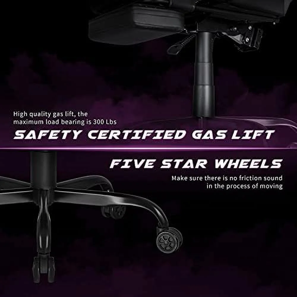 Gaming Chair Massage Computer Office Chair Ergonomic Desk Chair with Footrest Racing Executive Swivel Chair Adjustable Rolling Task Chair (Black)