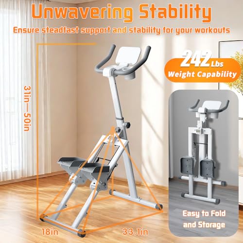 Stair Stepper Folding Vertical Aerobics Appliances Exercise Climber for at-Home Workouts Total Body Exerciser with Handle 242LBS Load with Pedal/Stand/Cup Holder, Step Angle Adjustable