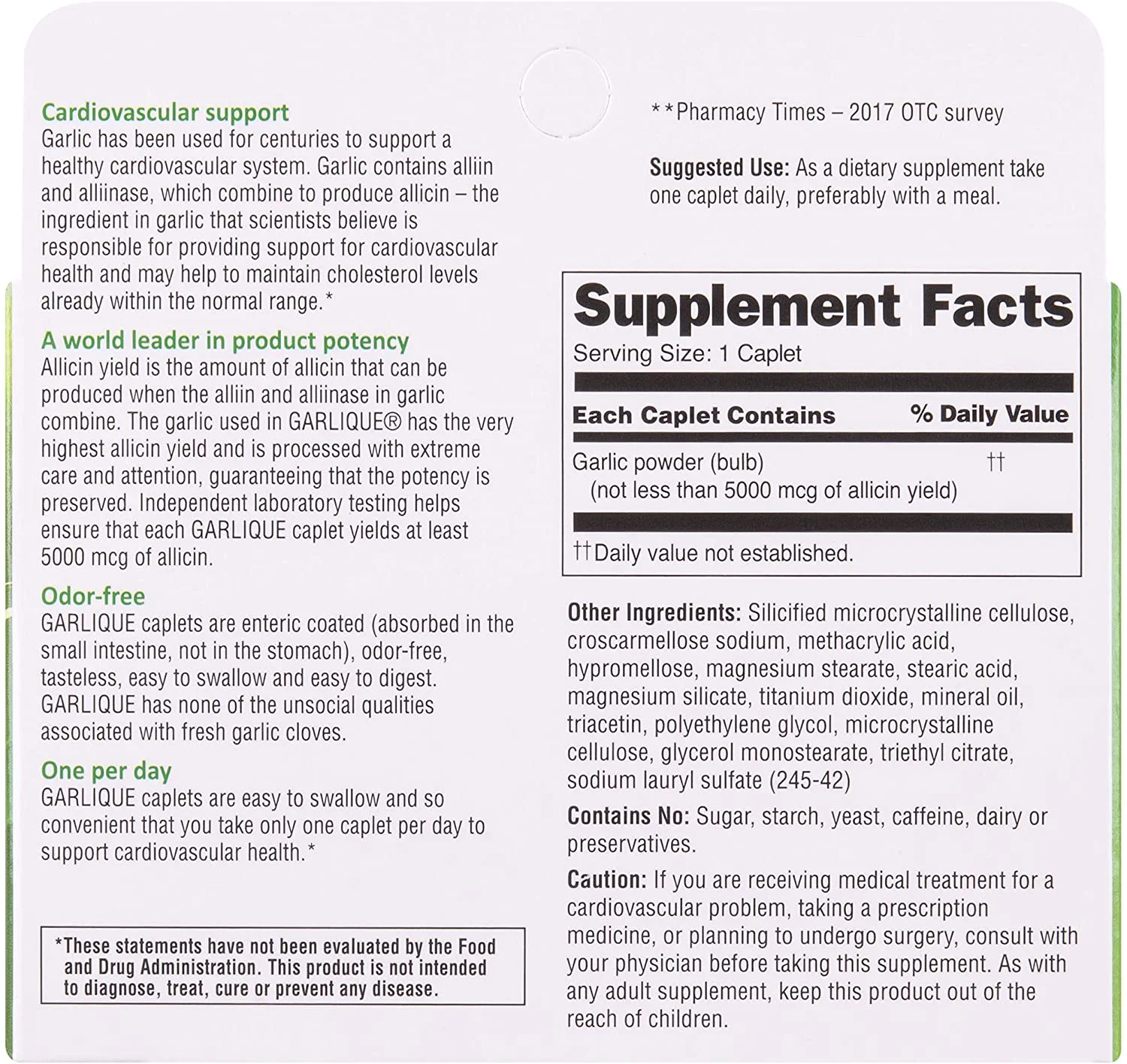 Garlique Caplets 30 Tablets (Pack of 6)