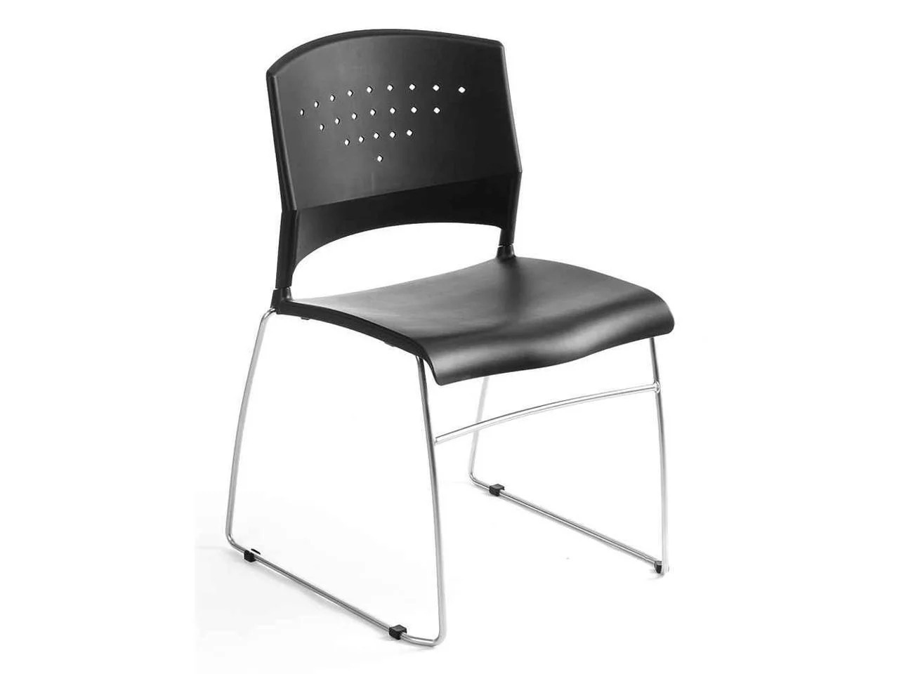 Boss Black Stack Chair With Chrome Frame 5 Pcs Pack