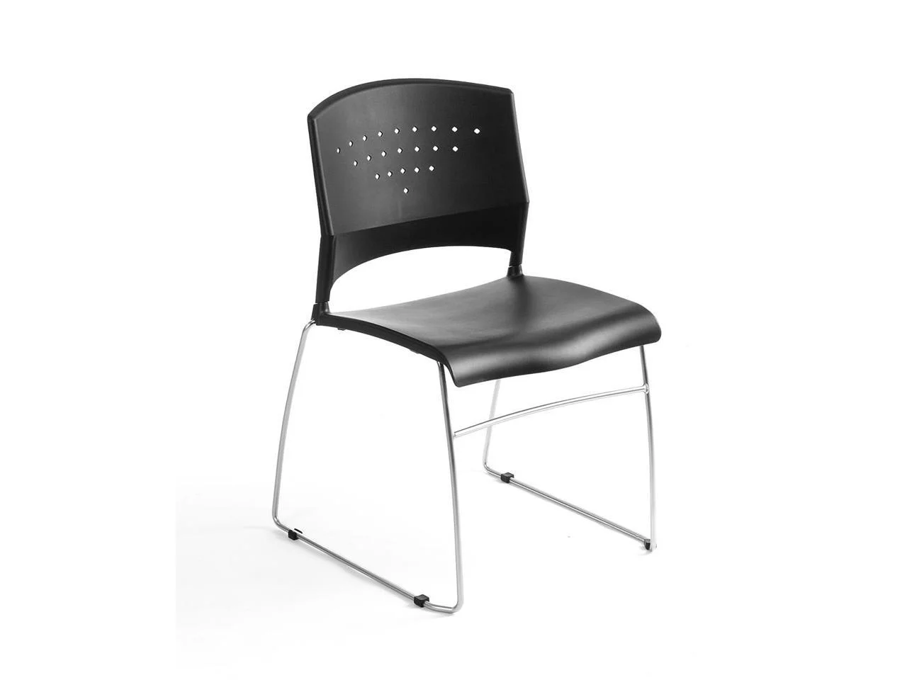 Boss Black Stack Chair With Chrome Frame 5 Pcs Pack