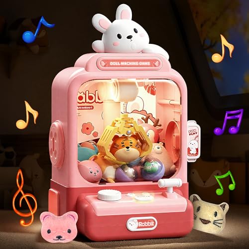 Claw Machine for Kids,Mini Claw Machine with Music, Party Birthday Toys with 10 Plush Toys and 10 Twisters for 3+ Years Birthday Gifts