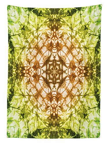 Ambesonne Scary Outdoor Tablecloth, Round Creepy with Saturated Fractal Colors with Faded Pleat Fearful Motifs, Decorative Washable Picnic Table Cloth, 58
