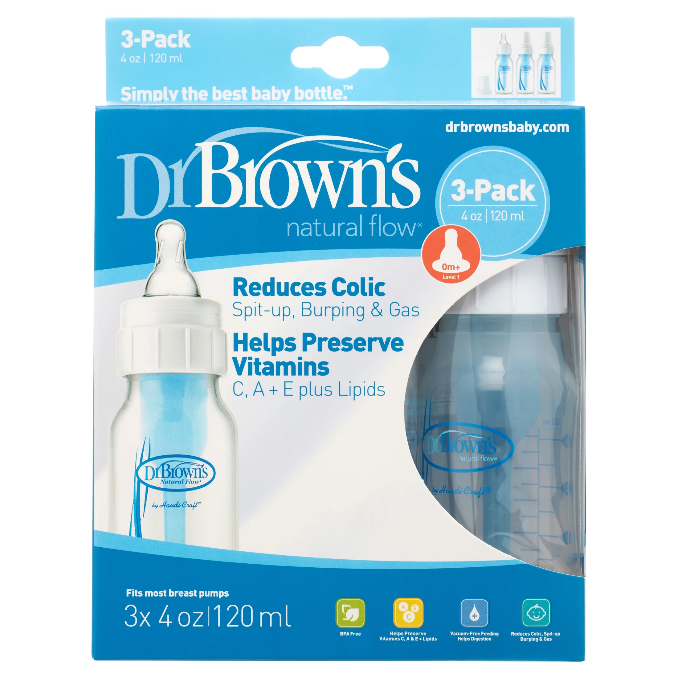 Dr. Brown's Natural Flow Standard Polypropylene Bottle (4 oz) - 3 Pack