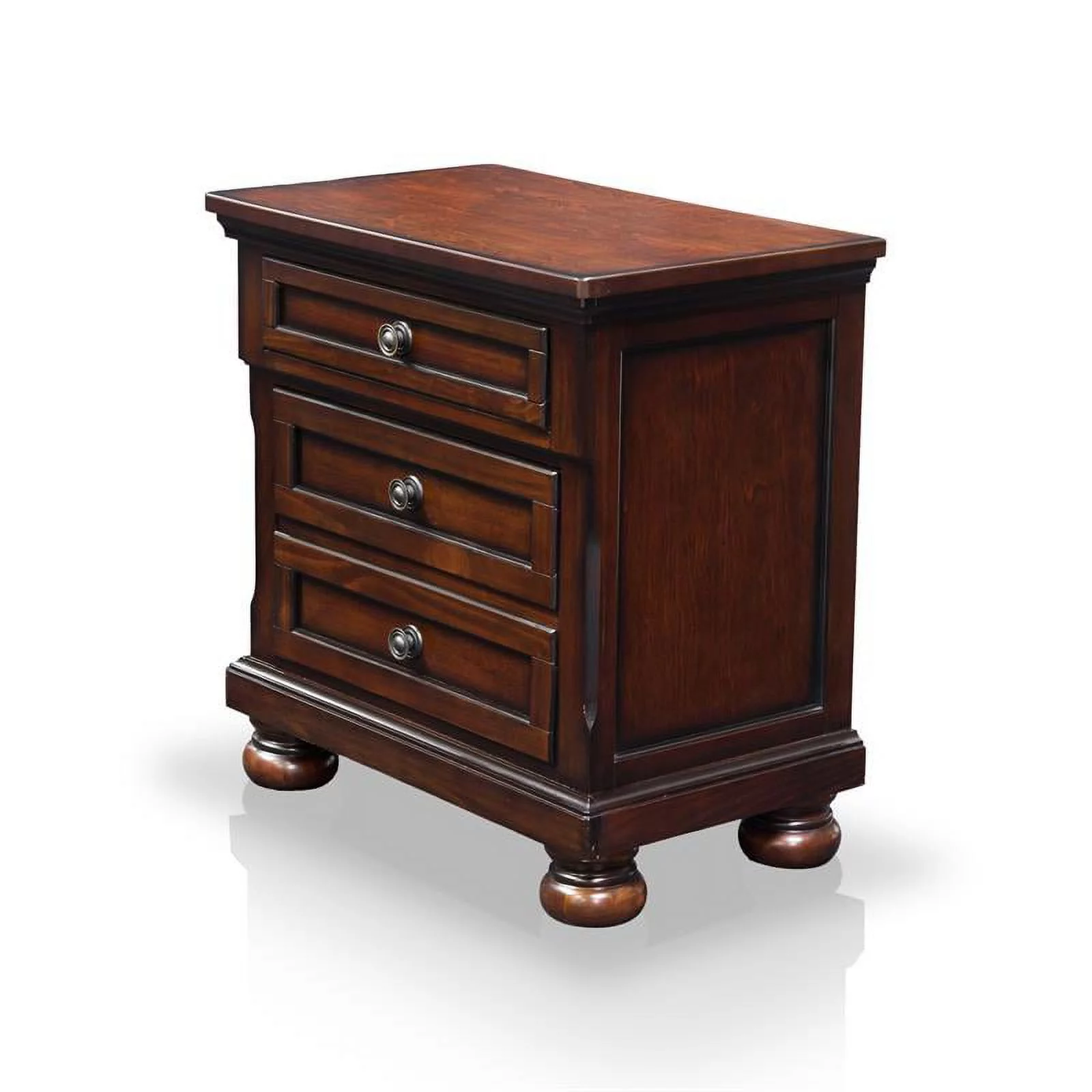 FOA Caiden 2pc Dark Cherry Solid Wood Bedroom Set - Nightstand + Chest