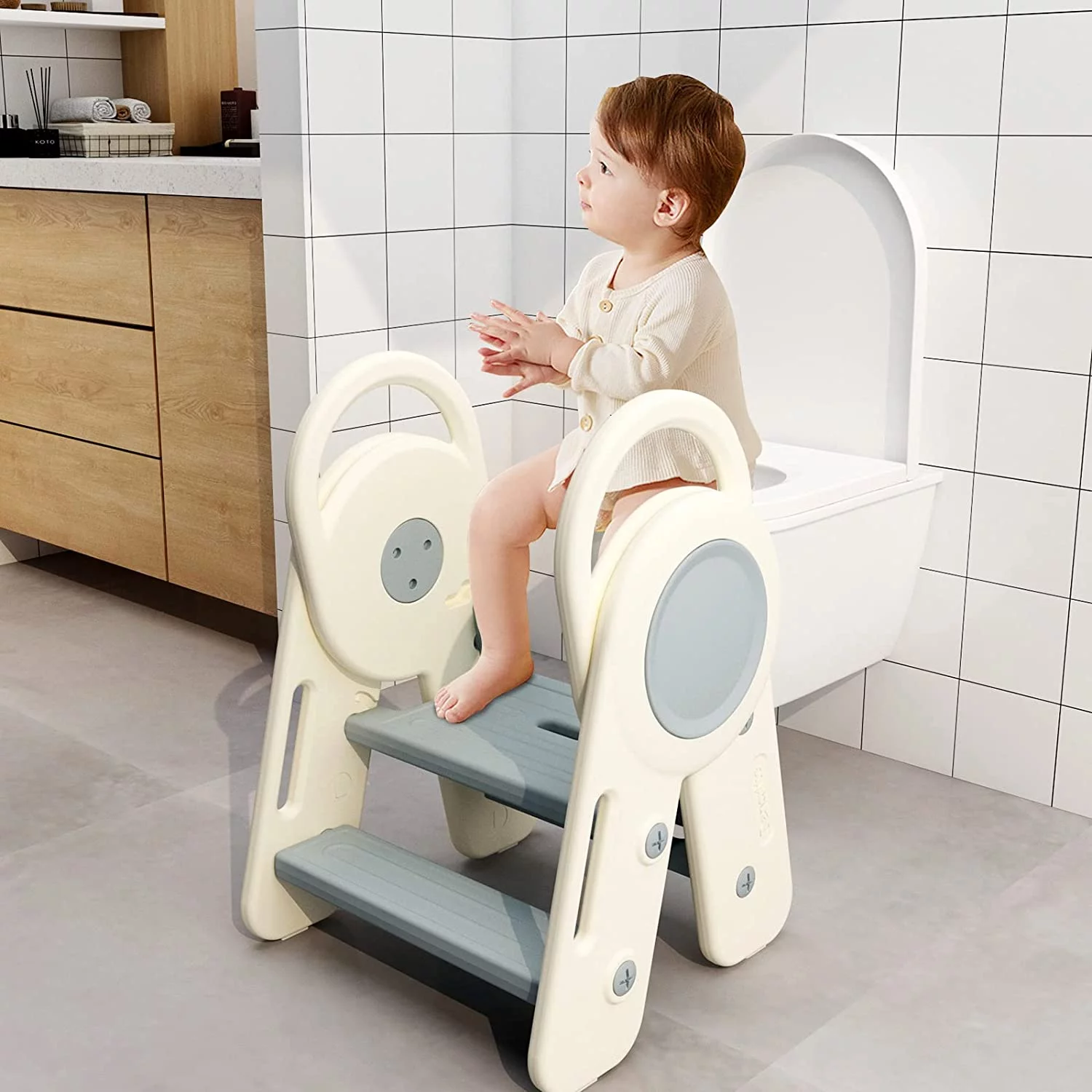 Banasuper Foldable Toddler Step Stool for Kids for Bathroom Sink Toilet Potty Training Learning Kitchen Counter Learning Helper Step Ladder,Blue