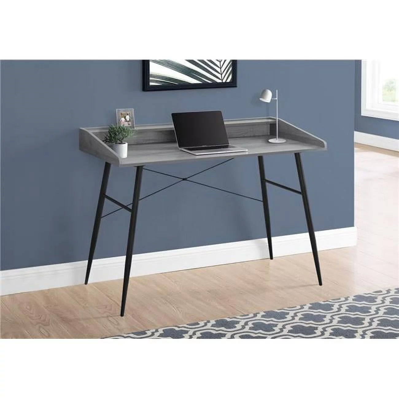 48 in. Metal Computer Desk, Grey - Black