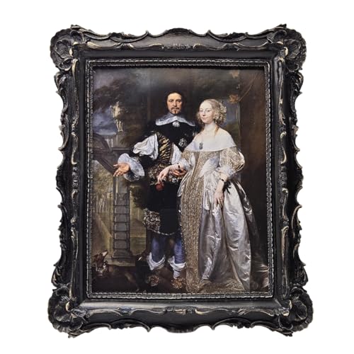 SYLVIA'S SHOP 8x10 Vintage Picture Frame, Antique Black Grey Ornate Luxury Photo Frame, for Tabletop and Wall Display, Retro Home Decor, Old Fashioned Photo Gallery Art