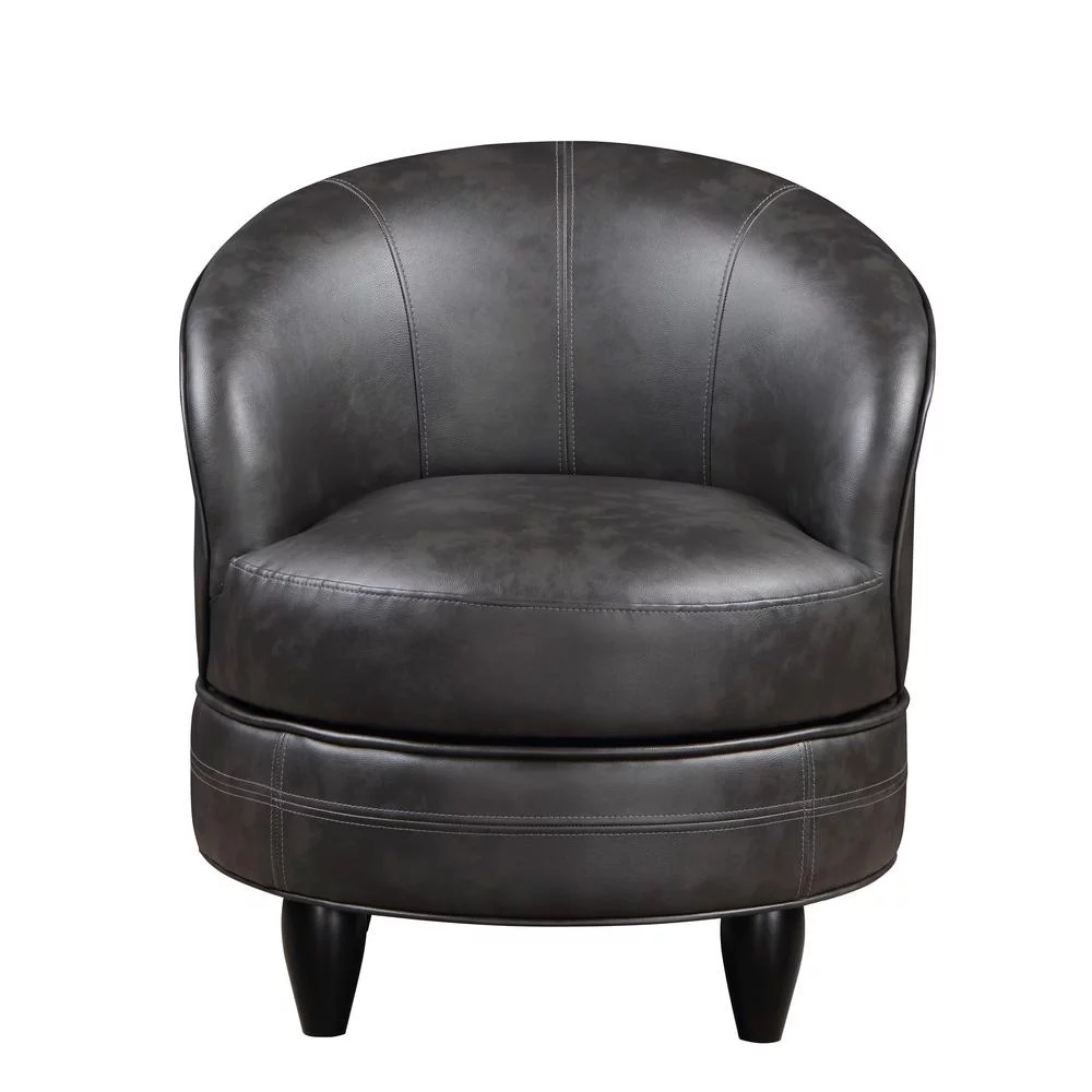 Sophia Swivel Accent Chair in Gray Faux Leather