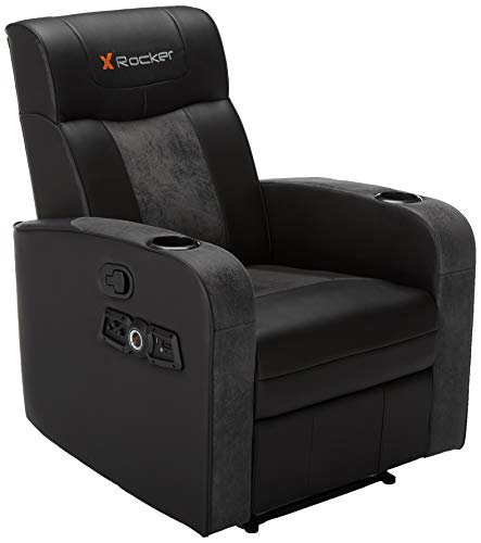 X Rocker Gamma Recliner Gaming Chair, 2.1 Bluetooth Audio System, Headrest Mounted Speakers, Built-in Footrest and Cupholder, 718001, 34.84