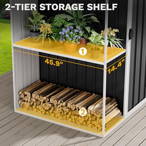 DWVO 6x4ft Storage Shed for Outdoors, Metal Sturdy Weatherproof Tool Locker with Secure Door and Ventilation for Equipment, Mowers, Bikes, Outdoor Spaces, Dark Gray