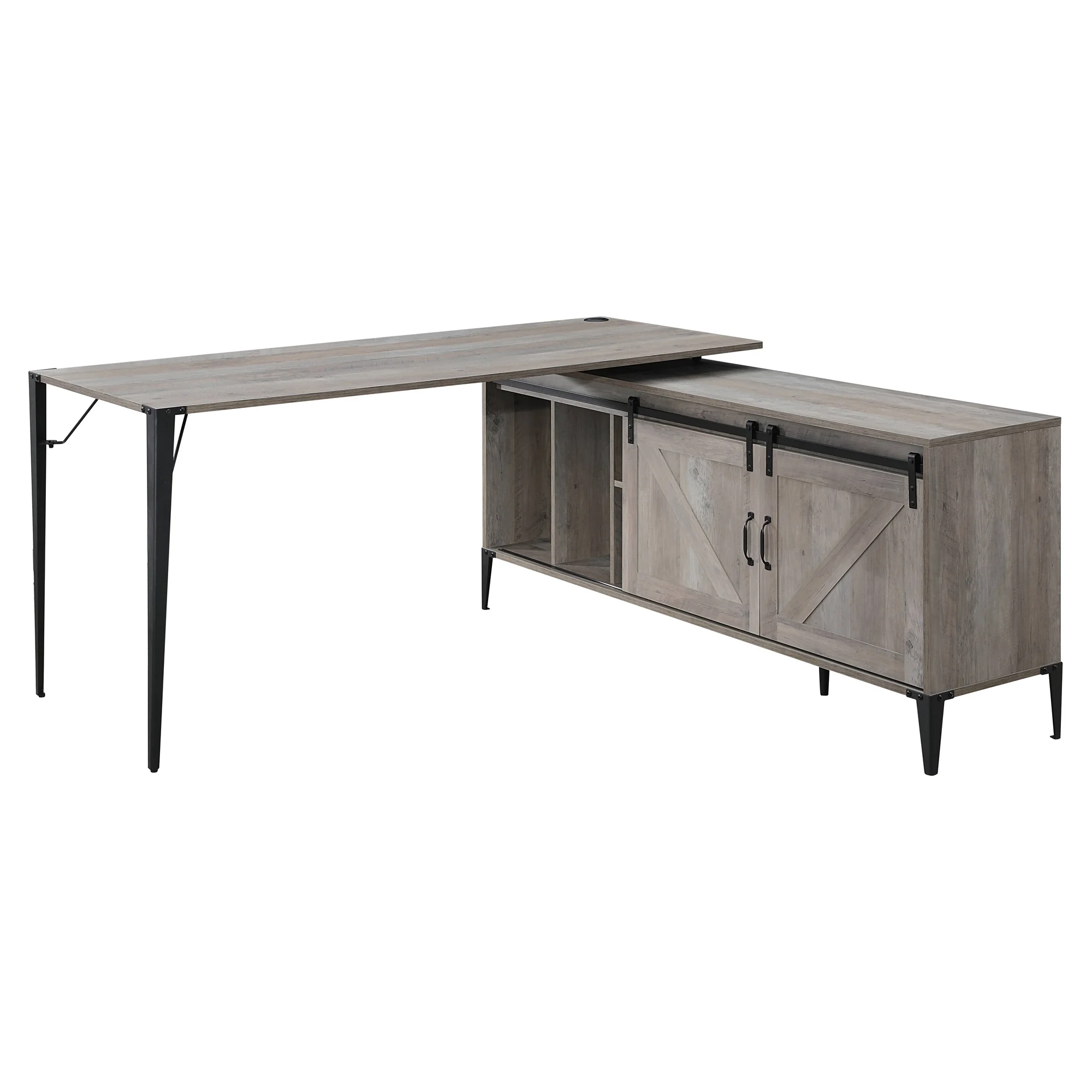 ACME Zakwani Writing Desk with USB in Grey Oak and Black