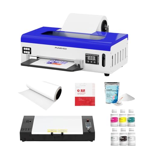 PUNEHOD DTF Printer A4 L800 with Roll Feeder, DTF Transfer Printing Machine with White Ink Circulation System, DIY Print for Dark and Light T-Shirts(A4 Printer+Oven)