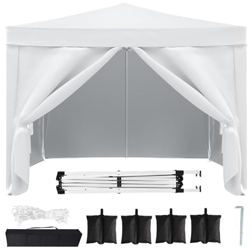 10x20 White Pop Up Canopy Tent Heavy Duty with 6 sidewalls Commercial Outdoor Party Tent Event Wedding Tents Instant Canopy Gazebo with Carry Bag UPF 50+ Waterproof Adjustable Height