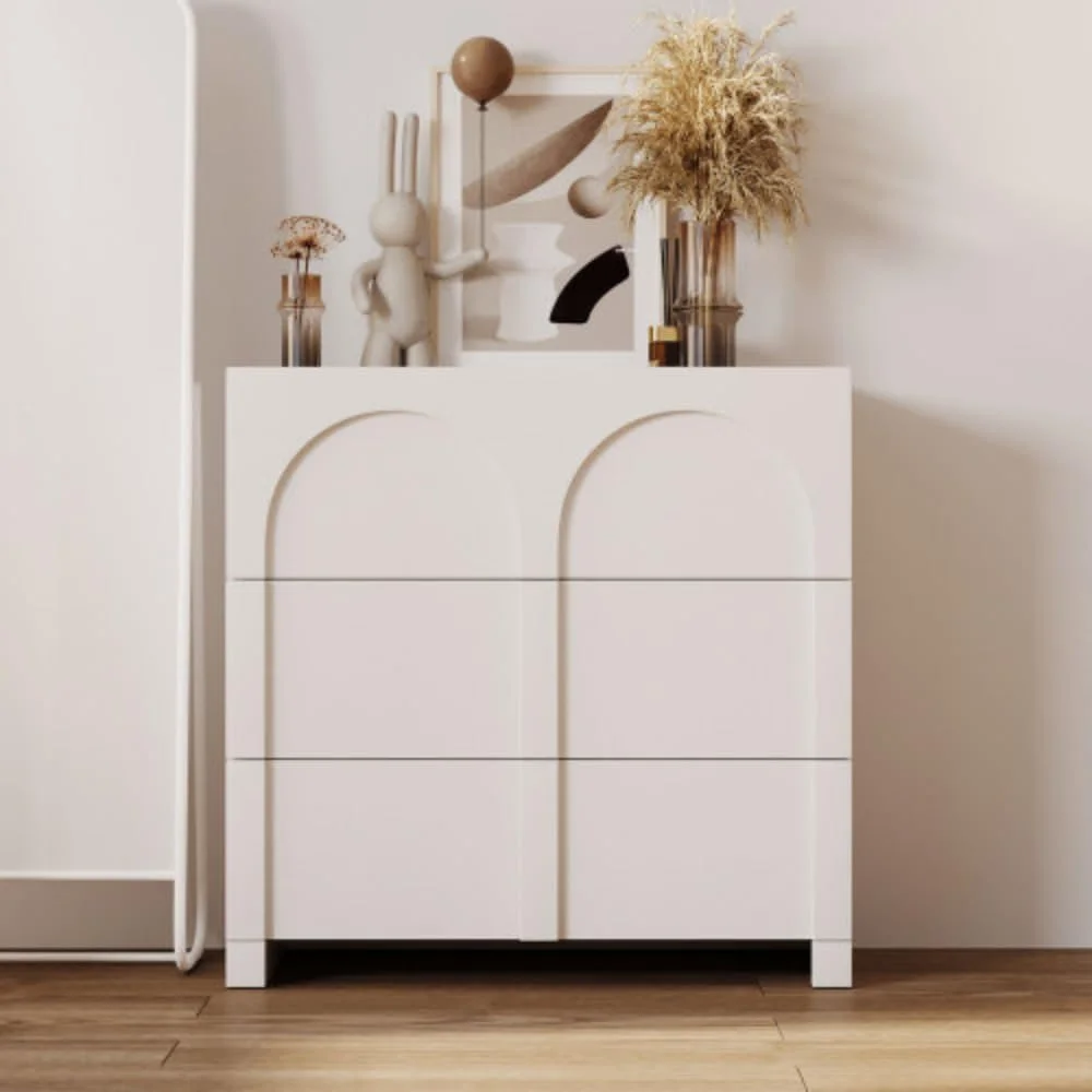 Modern Style Three Drawer Wardrobe, Side Panel Cabinet, Living Room, Suitable for Storage Areas in Bedrooms, Kitchens, Living Rooms, and Restaurants