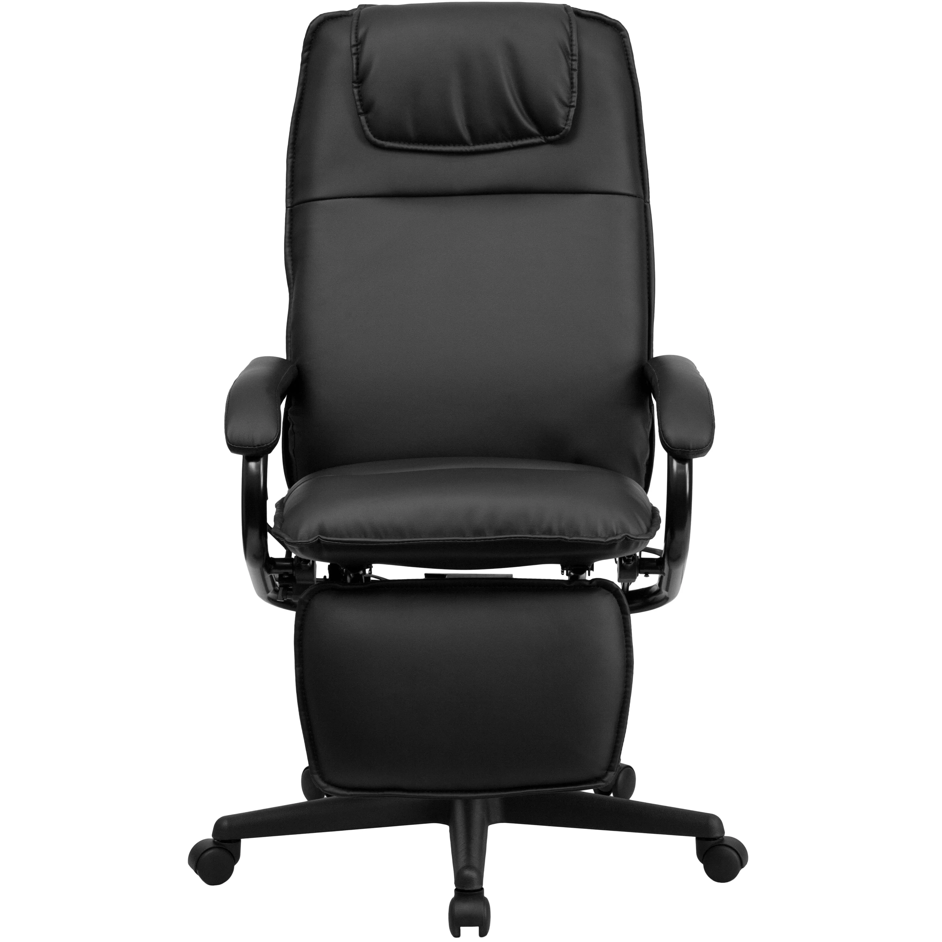 BizChair High Back Black LeatherSoft Executive Reclining Ergonomic Swivel Office Chair with Arms