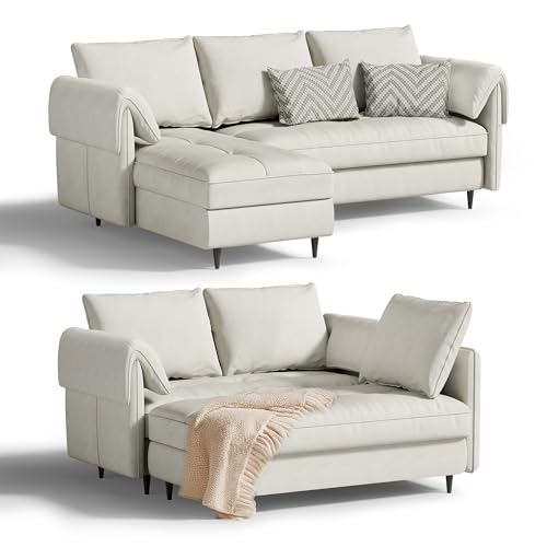 Small Sectional Couch with Storage - Convertible 3-Seater L-Shaped Sofa with Reversible Chaise for Living Room, Apartment, Small Spaces, Beige