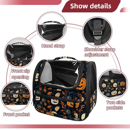 Seamless Pattern of Halloween Pet Carrier Airline Approved Pet Carrier Bag Dog Carrier for Small Medium Cats Dogs Puppies Kitten