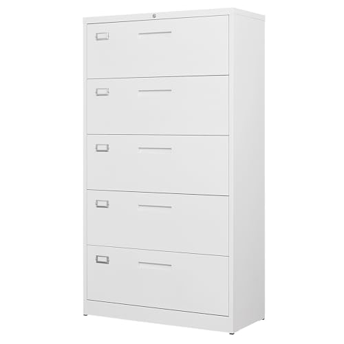 Letaya 3 Drawer File Cabinets with Lock,Metal Lateral Filing Cabinets for Home Office Organization Hanging Storage Letter/Legal/F4/A4(Assembly Required)