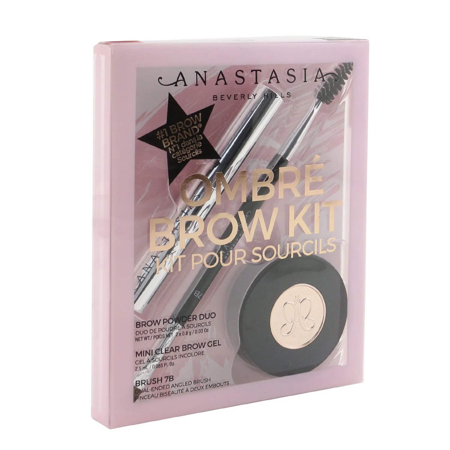 Anastasia Beverly Hills Ombre Brow Kit (Brow Powder Duo + Mini Clear Brow Gel + Brush 7B) - # Medium Brown  3pcs