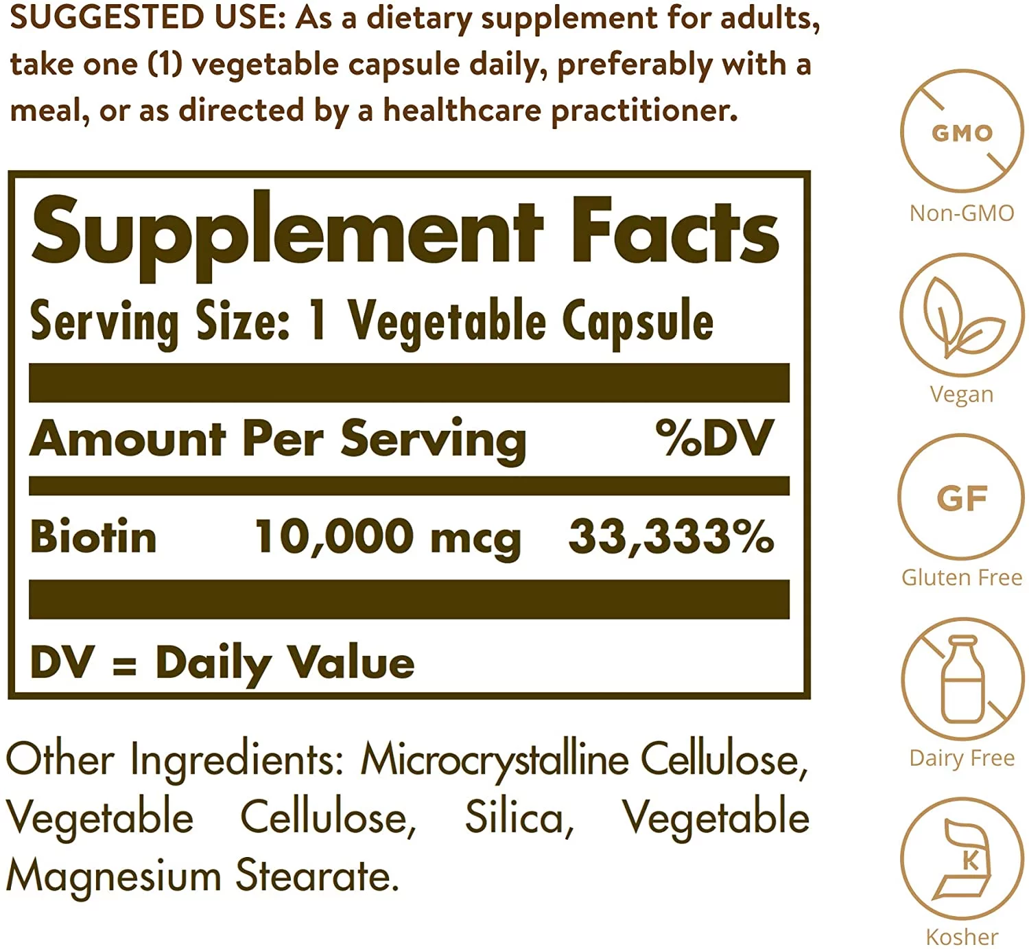 Solgar Biotin 10,000 mcg Vegetable Capsules - 60 ct (Pack of 3)